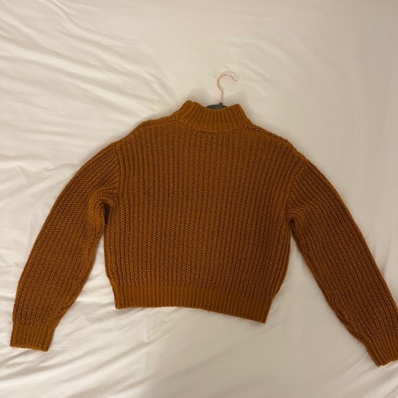 Dark Orange Crop Knit Turtle Neck - Picture 2 of 4